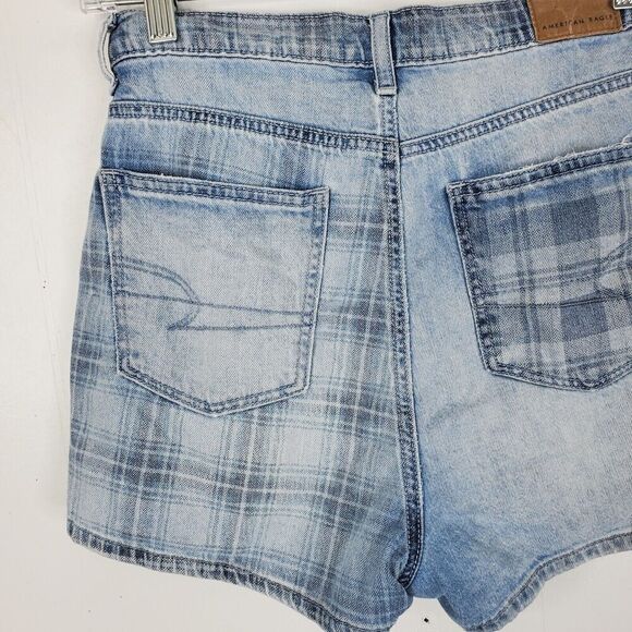 American Eagle Highest Rise Mom Shorts Crossover Plaid Mixed Media Womens 0 - Picture 5 of 11